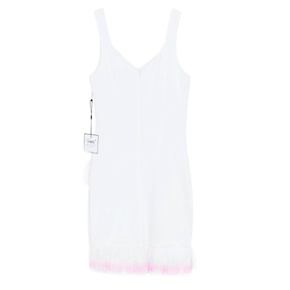 NWT Stunning Laundry by Shelli Segal Feather Trim Cocktail Party Mini Dress - Picture 6 of 7